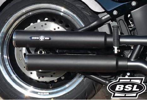 BSL Slip On Muffler Fat Boy Slim Softail Deluxe schwarz
